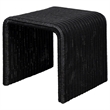 Gigi 22 Inch Side End Table- Black Woven Rattan- Square Waterfall Edges