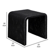 Gigi 22 Inch Side End Table- Black Woven Rattan- Square Waterfall Edges