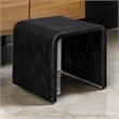 Gigi 22 Inch Side End Table- Black Woven Rattan- Square Waterfall Edges