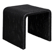 Gigi 22 Inch Side End Table- Black Woven Rattan- Square Waterfall Edges