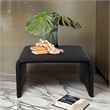Gigi 36 Inch Coffee Table- Black Woven Rattan- Square Waterfall Edges