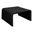 Gigi 36 Inch Coffee Table- Black Woven Rattan- Square Waterfall Edges