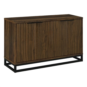 47 Inch Sideboard Cabinet Console- 4 Door- Carved Panels- Black and Brown