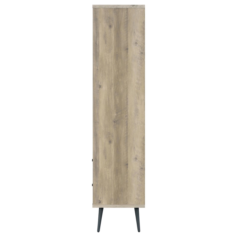 70 Inch Bookcase- 3 Shelves- Vertical Dividers- 2 Drawers- Brown- Gray