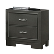 Aliso 23 Inch Nightstand- 2 Drawers- Bracket Feet- Solid Wood- Dark Gray