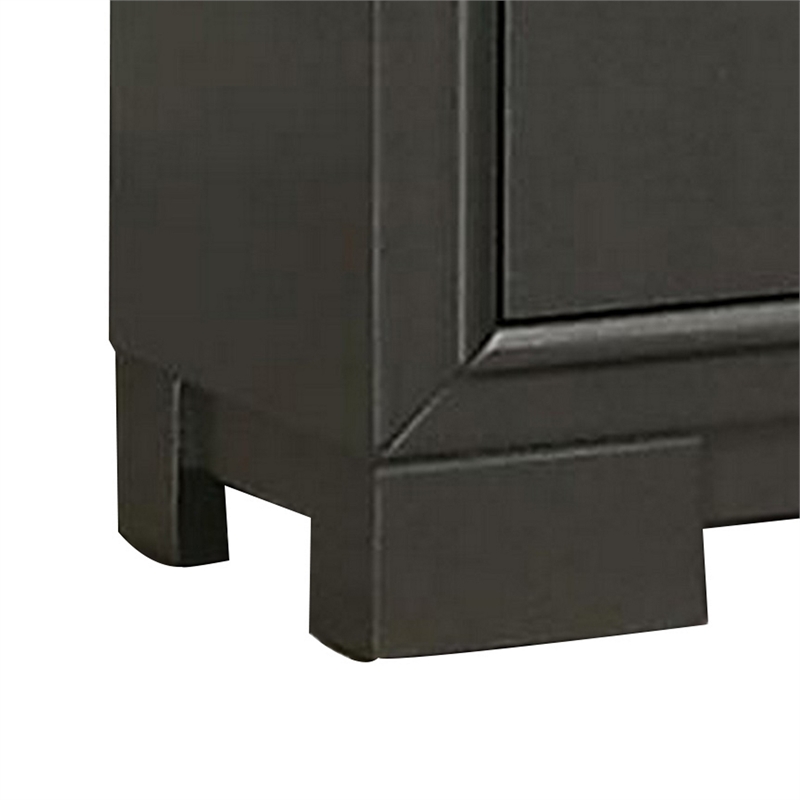 Aliso 23 Inch Nightstand- 2 Drawers- Bracket Feet- Solid Wood- Dark Gray