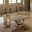 Obin 3 Piece Coffee and End Table Set- Brown MDF- Black U Shape Steel Base