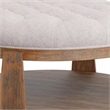 Gus 41 Inch Ottoman Coffee Table- Button Tufted Beige Fabric- Brown Wood
