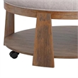Gus 41 Inch Ottoman Coffee Table- Button Tufted Beige Fabric- Brown Wood