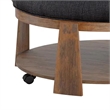 Gus 41 Inch Ottoman Coffee Table- Button Tufted Gray Fabric- Brown Wood