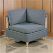 Gimy 37 Inch Modular Corner Sofa Chair- Gray Dorris Upholstery- Wood