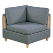 Gimy 37 Inch Modular Corner Sofa Chair- Gray Dorris Upholstery- Wood
