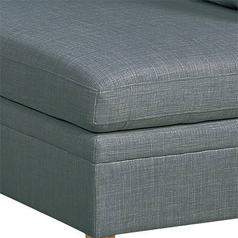 Gimy 37 Inch Modular Armless Sofa Chair- Gray Dorris Upholstery- Wood