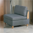 Gimy 37 Inch Modular Armless Sofa Chair- Gray Dorris Upholstery- Wood