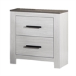 Kopa 26 Inch Nightstand with 2 Drawers- Black Handles- White Wood Finish