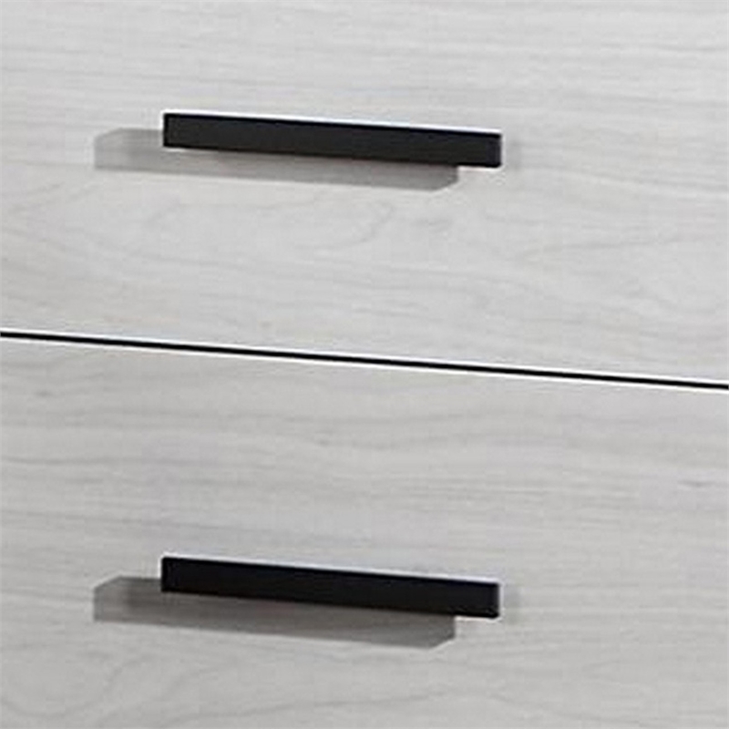 Kopa 26 Inch Nightstand with 2 Drawers- Black Handles- White Wood Finish