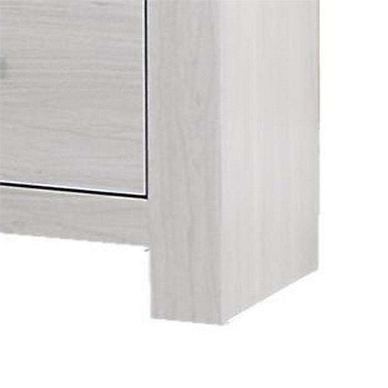 Kopa 26 Inch Nightstand with 2 Drawers- Black Handles- White Wood Finish