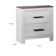 Kopa 26 Inch Nightstand with 2 Drawers- Black Handles- White Wood Finish