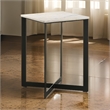 Sovi 24 Inch Side End Table- Square Marble Top- Black Metal Frame- White