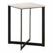 Sovi 24 Inch Side End Table- Square Marble Top- Black Metal Frame- White