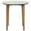 Wolu 22 Inch Side End Table- White Marble Round Top- Natural Brown Wood