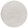Wolu 22 Inch Side End Table- White Marble Round Top- Natural Brown Wood
