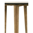 Wolu 22 Inch Side End Table- White Marble Round Top- Natural Brown Wood