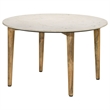 Wolu 30 Inch Coffee Table- White Marble Round Top- Natural Brown Mango Wood
