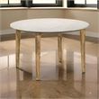 Wolu 30 Inch Coffee Table- White Marble Round Top- Natural Brown Mango Wood