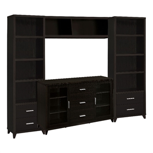 TV Entertainment Center- Console- 2 Media Towers- Bridge- Cappuccino Brown