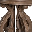 Gia Side End Table- 27 Inch Round Top- Carved Details- Brown Solid Wood