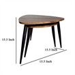 Clovia Nesting Table- Set of 2- Triangular Brown Solid Wood- Black Metal