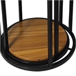 Molly Nesting Table Set of 2- Round Brown Solid Wood Top- Black Metal Frame
