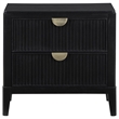 Jack Nightstand- 2 Drawers- Gold Metal Handles- Wire Brushed Black Wood