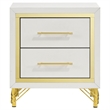 Jenny Nightstand- 2 Drawers- Hairpin Style Legs in Gold- Bar Handles- White