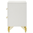 Jenny Nightstand- 2 Drawers- Hairpin Style Legs in Gold- Bar Handles- White