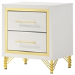 Jenny Nightstand- 2 Drawers- Hairpin Style Legs in Gold- Bar Handles- White