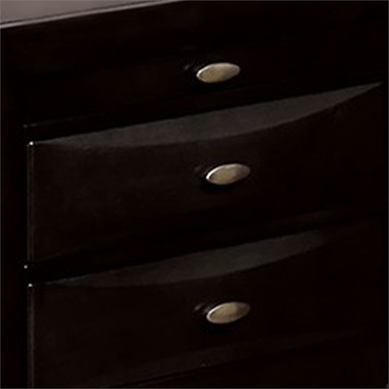Simo Nightstand- Spacious Top- Metal Knobs- 3 Drawers- Black Solid Wood