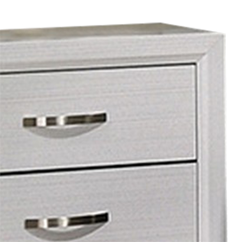 Erica Nightstand- 2 Drawers- White Wood Finished Frame- Metal Handles