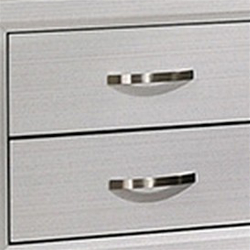 Erica Nightstand- 2 Drawers- White Wood Finished Frame- Metal Handles