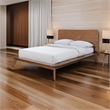 Stacy Queen Size Platform Bed- Panel Headboard- Walnut Brown Solid Wood
