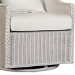 Tomo Outdoor Swivel Chair- Wingback Design- White Fabric- Wicker Rattan