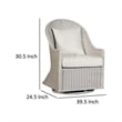 Tomo Outdoor Swivel Chair- Wingback Design- White Fabric- Wicker Rattan