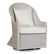 Tomo Outdoor Swivel Chair- Wingback Design- White Fabric- Wicker Rattan