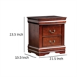 Ryla Nightstand- 2 Drawers- Cherry Brown Solid Wood- Bronze Drop Handles