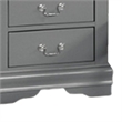 Ryla Nightstand- 2 Drawers- Light Gray Solid Wood- Nickel Drop Handles