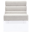 Reta Armless Accent Chair- Modern Ivory Boucle Channel Tuft- Clear Acrylic