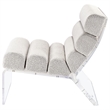 Reta Armless Accent Chair- Modern Ivory Boucle Channel Tuft- Clear Acrylic