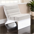 Reta Armless Accent Chair- Modern Ivory Boucle Channel Tuft- Clear Acrylic