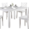 Ziko 5 Piece Dining Table Set- 4 Crossed Back Chairs- White Solid Wood